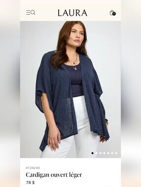 LAURA Navy Lightweight Open Cardigan